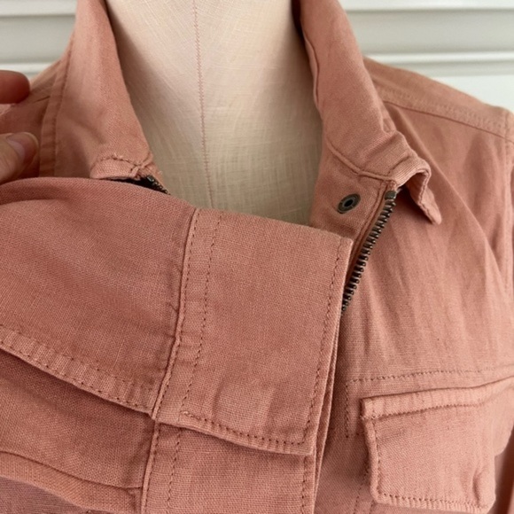 New Directions Dusty Apricot Pink Lightweight Linen  blend Jacket with 6 Pockets - Picture 8 of 16